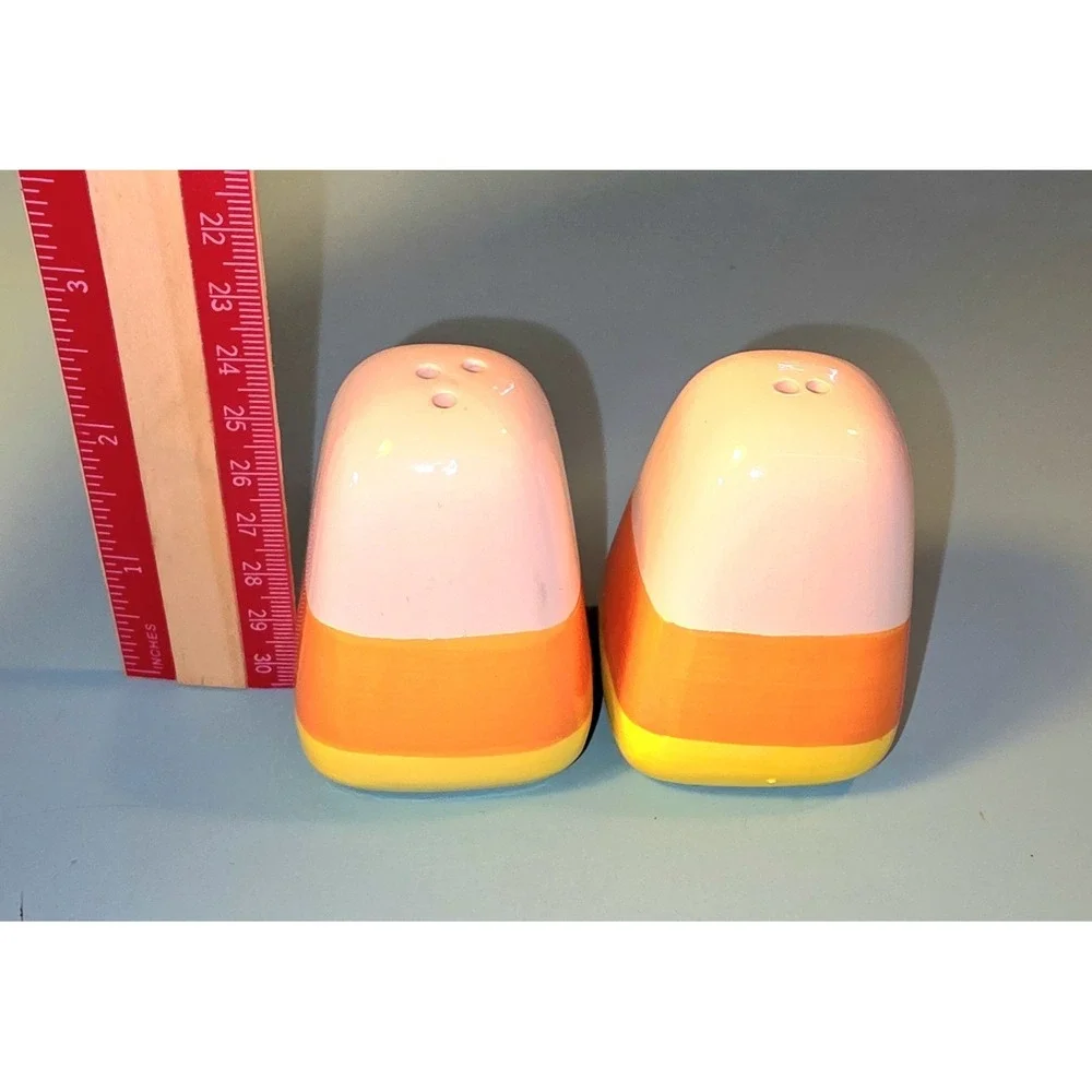 Retro Candy Corn Salt & Pepper Shakers Halloween Fall Summeroween Boo Bucket